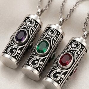 Cremation Ash Necklace Sterling Silver – Memorial Pendant for Ashes Keepsake Jewelry