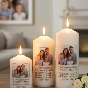 Memorial Candle Set with Photo Label – Personalized Cremation Candle Gift in Loving Memory