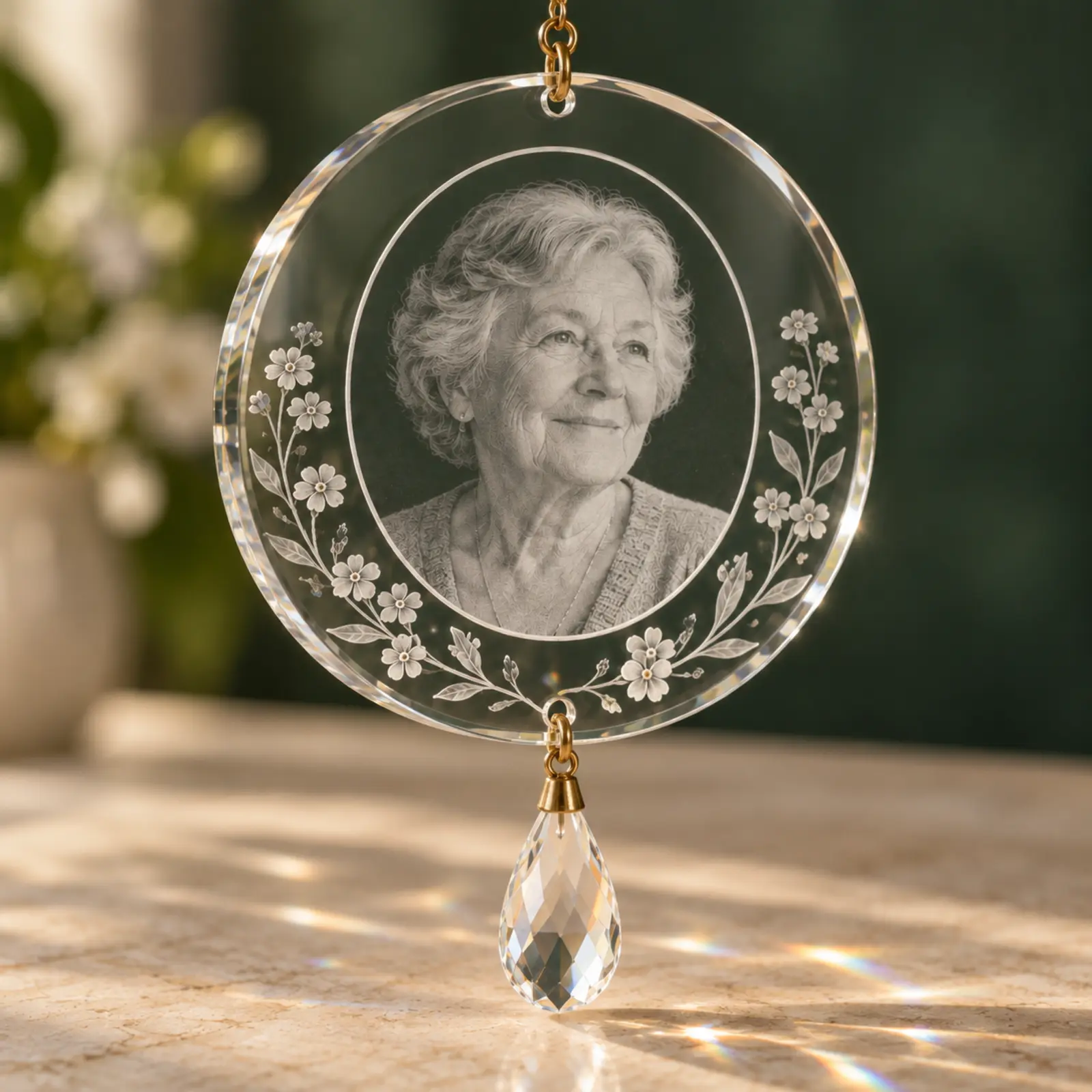 Personalized Memorial Suncatcher – Custom Photo Window Keepsake detail view 3