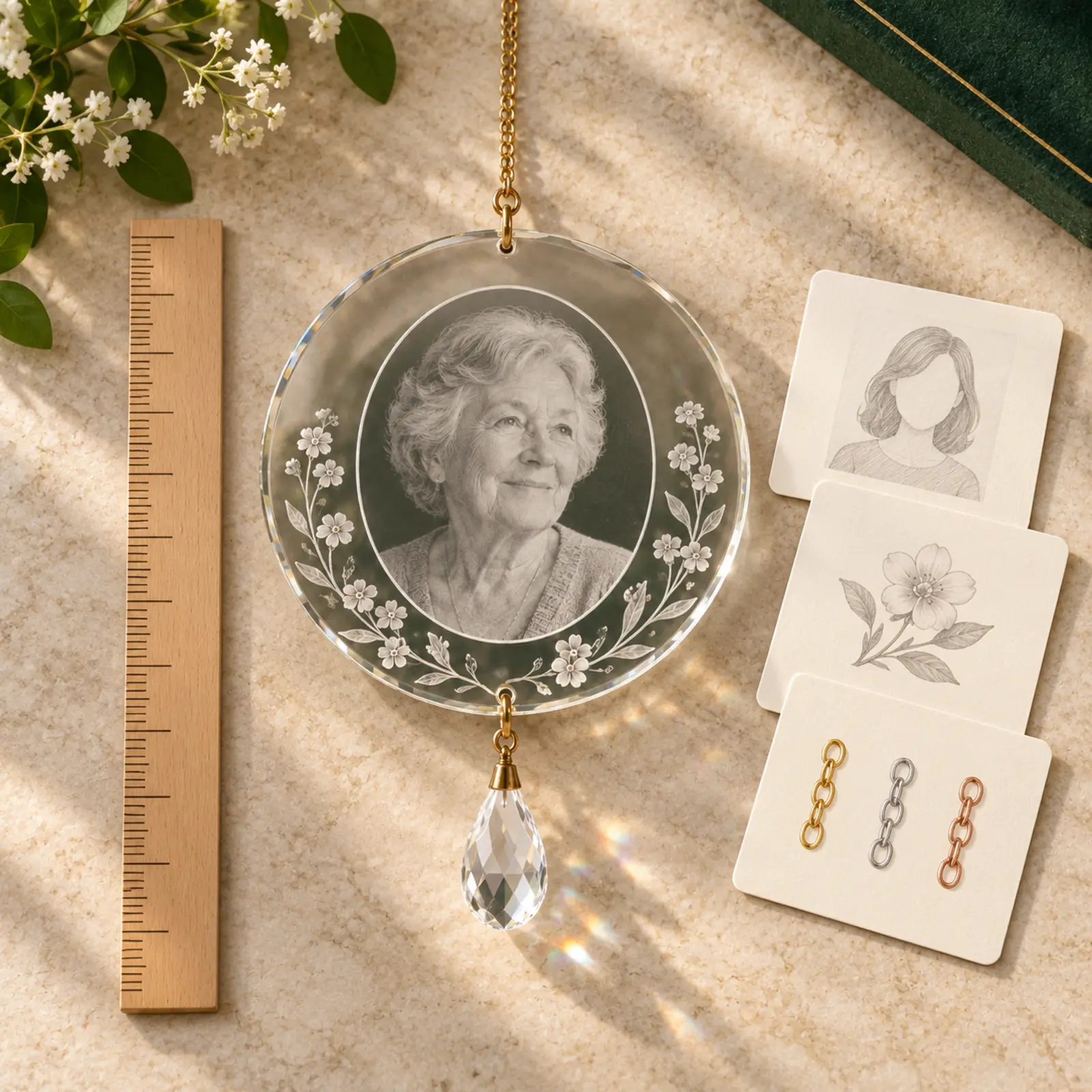 Personalized Memorial Suncatcher – Custom Photo Window Keepsake detail view 4
