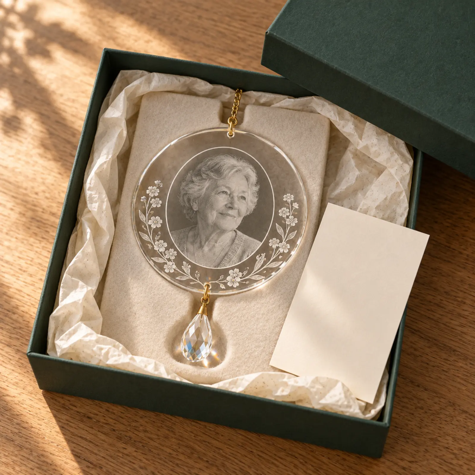 Personalized Memorial Suncatcher – Custom Photo Window Keepsake detail view 5
