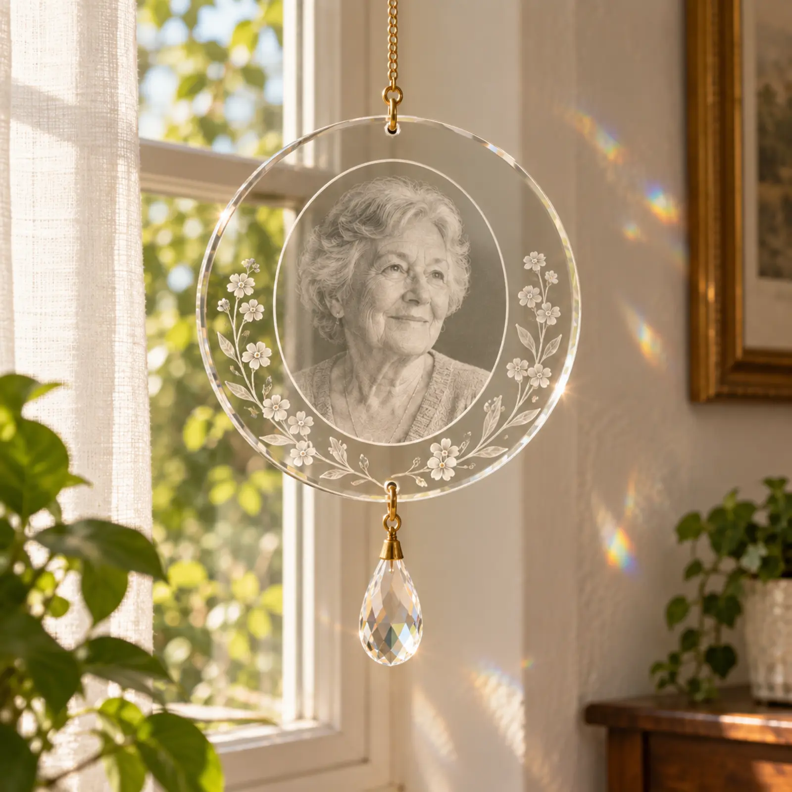 Personalized Memorial Suncatcher – Custom Photo Window Keepsake detail view 2
